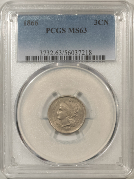 New Certified Coins 1866 THREE CENT NICKEL – PCGS MS-63