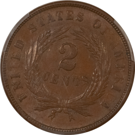 New Certified Coins 1867 TWO CENT PIECE – PCGS AU-58, PQ+++ WAS PCGS MS-64 BN (TAG INCLUDED)