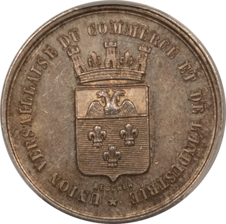 Exonumia FRANCE JETON 1872 VERSAILLES UNION OF COMMERCE & INDUSTRY, SILVER, PCGS MS-62