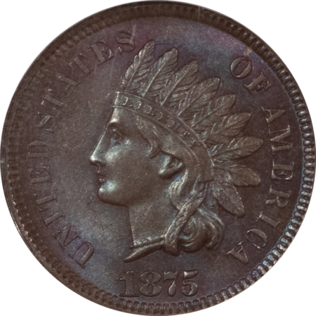 Indian 1875 INDIAN CENT – NGC MS-64 BN, PRETTY! LOOKS GEM!
