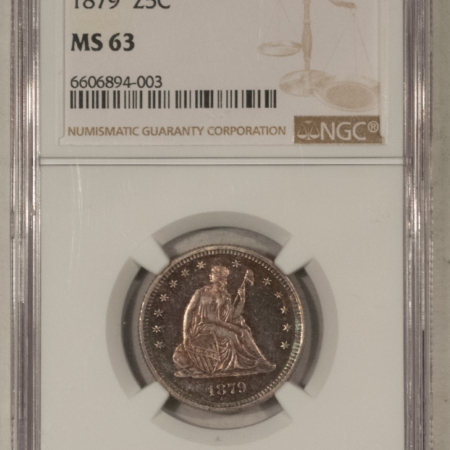 Liberty Seated Quarters 1879 SEATED LIBERTY QUARTER – NGC MS-63, PRETTY & SCARCE, MINTAGE 13,600!