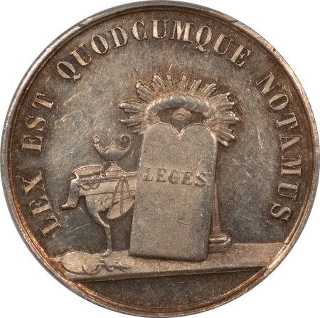 Exonumia FRANCE JETON 1880-DT LEROUGE-158 CORNE, 32mm SILVER, PCGS MS-62, SEMI PL-PRETTY!