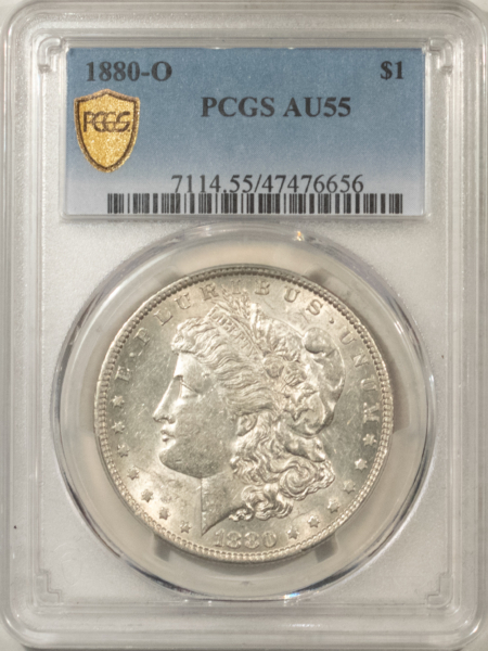 Dollars 1880-O $1 MORGAN DOLLAR – PCGS AU-55, WHITE!