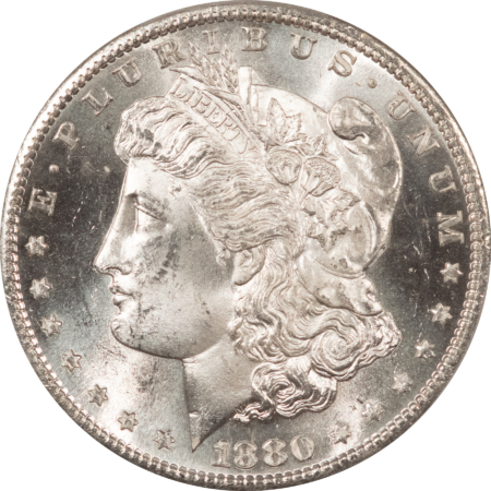 Dollars 1880-S $1 MORGAN DOLLAR – PCGS MS-64, DMPL REVERSE, PREMIUM QUALITY!