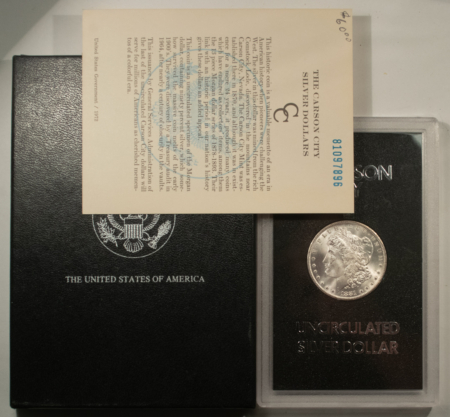 Morgan Dollars 1881-CC $1 MORGAN DOLLAR GSA – VERY CHOICE+ WITH BOX AND CARD! CARSON CITY!