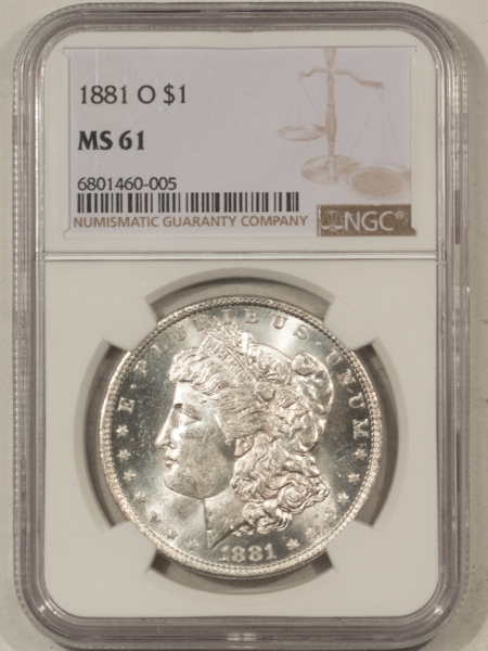 Dollars 1881-O $1 MORGAN DOLLAR – NGC MS-61 WHITE, DEEP MIRROR PROOFLIKE ON THE REVERSE