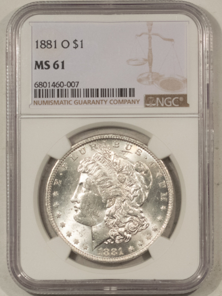 Dollars 1881-O $1 MORGAN DOLLAR – NGC MS-61 FROSTY WHITE