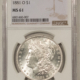 Dollars 1882-S $1 MORGAN DOLLAR – NGC MS-66, BLAZING WHITE & MARK-FREE!