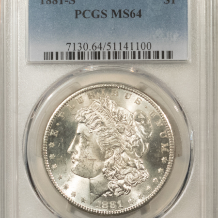 Dollars 1881-S $1 MORGAN DOLLAR – PCGS MS-64
