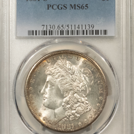 Morgan Dollars 1881-S $1 MORGAN DOLLAR – PCGS MS-65, PRETTY! CLEAN CHEEK & PREMIUM QUALITY!