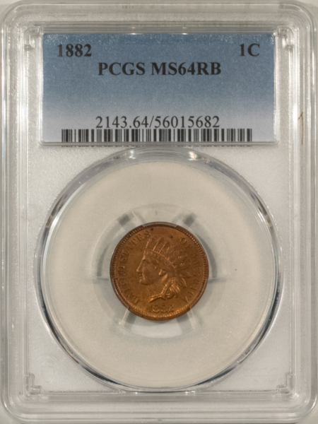 Indian 1882 INDIAN CENT – PCGS MS-64 RB, FRESH & ATTRACTIVE!