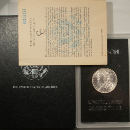 Morgan Dollars 1882-CC $1 MORGAN DOLLAR GSA – VERY CHOICE WITH BOX AND CARD! CARSON CITY!
