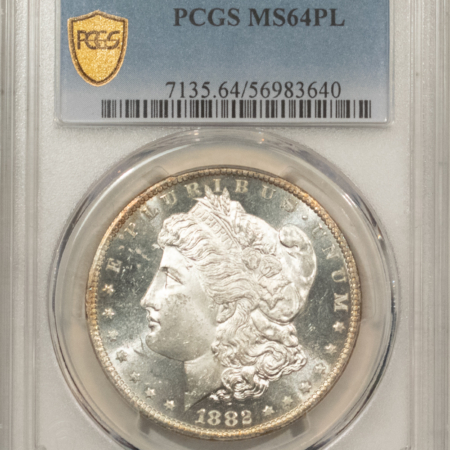 Morgan Dollars 1882-CC $1 MORGAN DOLLAR – PCGS MS-64 PL FLASHY PROOFLIKE, LUSTROUS CARSON CITY!