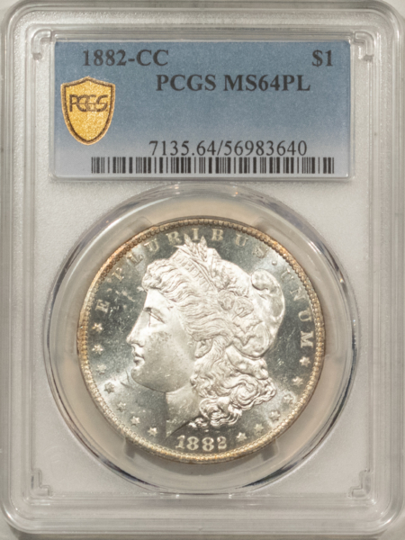 Morgan Dollars 1882-CC $1 MORGAN DOLLAR – PCGS MS-64 PL FLASHY PROOFLIKE, LUSTROUS CARSON CITY!