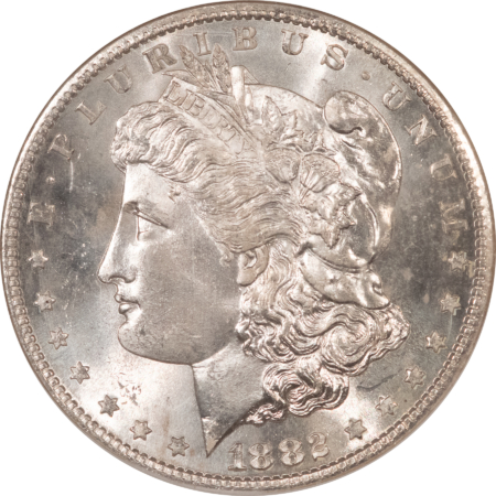 Dollars 1882-S $1 MORGAN DOLLAR – NGC MS-66, BLAZING WHITE & MARK-FREE!