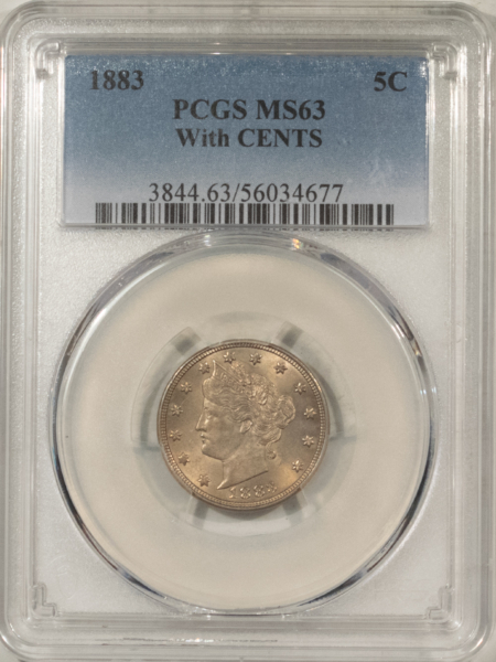 Liberty Nickels 1883 LIBERTY NICKEL, WITH CENTS – PCGS MS-63