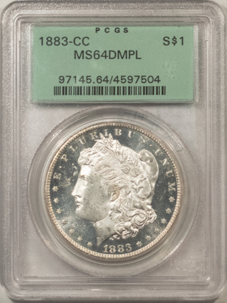 Morgan Dollars 1883-CC MORGAN DOLLAR PCGS MS-64 DMPL, BLACK/WHITE! DEEP MIRRORS! CARSON CITY!