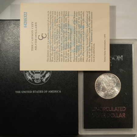 Morgan Dollars 1884-CC $1 MORGAN DOLLAR GSA – VERY CHOICE WITH BOX AND CARD! CARSON CITY!