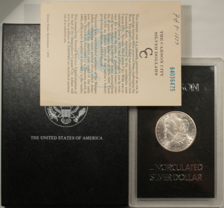 Morgan Dollars 1884-CC $1 MORGAN DOLLAR GSA – VERY CHOICE WITH BOX AND CARD! CARSON CITY!