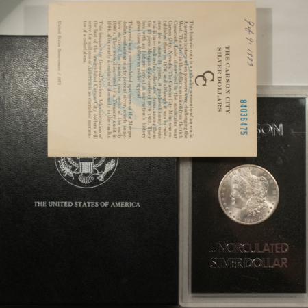 Morgan Dollars 1884-CC $1 MORGAN DOLLAR GSA – VERY CHOICE WITH BOX AND CARD! CARSON CITY!