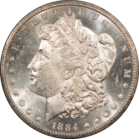 Dollars 1884-CC $1 MORGAN DOLLAR GSA – NGC MS-63 PL, CARSON CITY! WITH BOX & CARD!
