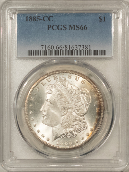 Dollars 1885-CC $1 MORGAN DOLLAR – PCGS MS-66, FRESH & PRETTY SUPERB CARSON CITY!