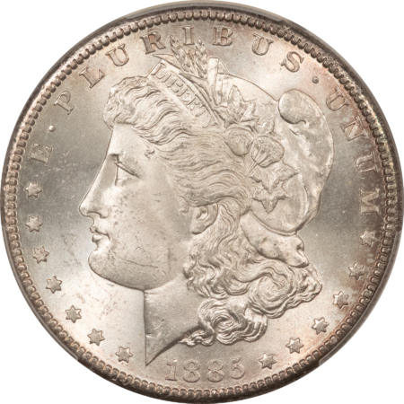 Morgan Dollars 1885-S $1 MORGAN DOLLAR – PCGS MS-64+, BLAST WHITE, LOOKS GEM!