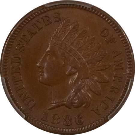 Indian 1886 INDIAN CENT, TYPE 1 – PCGS AU-58, LOOKS MS-63 BN W/ NO VISIBLE WEAR!