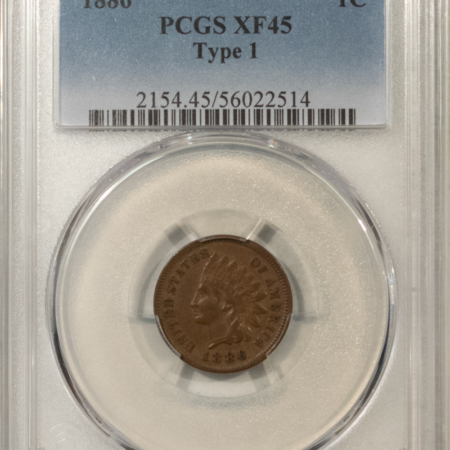 Indian 1886 INDIAN CENT, TYPE I – PCGS XF-45 BN