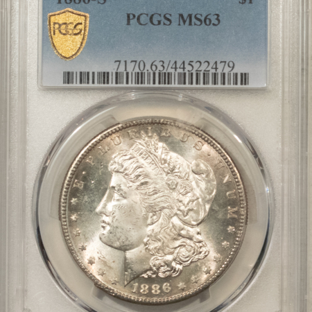 Dollars 1886-S $1 MORGAN DOLLAR – PCGS MS-63, FRESH & PREMIUM QUALITY!