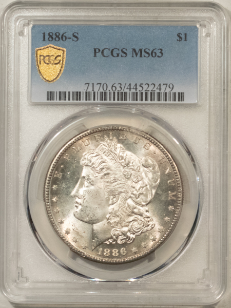 Dollars 1886-S $1 MORGAN DOLLAR – PCGS MS-63, FRESH & PREMIUM QUALITY!
