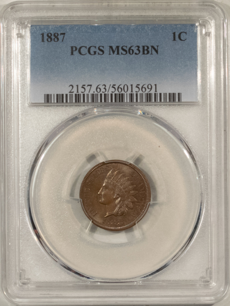 Indian 1887 INDIAN CENT – PCGS MS-63 BN; SPOT-FREE & GLOSSY WITH A GEM-LIKE GLOW, PQ!