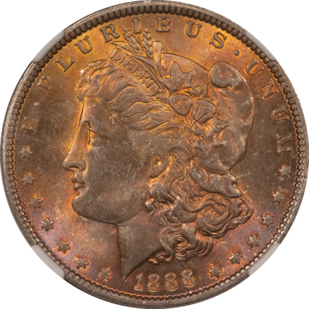 Dollars 1888 $1 MORGAN DOLLAR – NGC MS-63, PRETTY TONING!