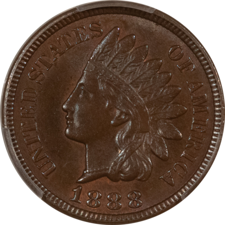 Indian 1888 INDIAN CENT-PCGS MS-64 BN, ABSOLUTELY PERFECT SURFACES, RETAINED RED ON REV