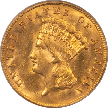 $3 1888 $3 GOLD PRINCESS PCGS MS-63 FLASHY, PQ IN AN OLD GREEN HOLDER, LOW MINTAGE!