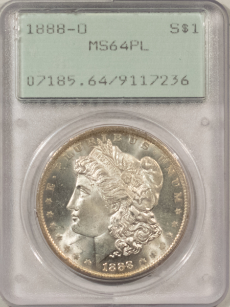 Morgan Dollars 1888-O $1 MORGAN DOLLAR – PCGS MS-64 PL, PROOFLIKE, LOOKS GEM! OGH & PQ!