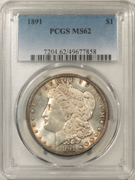 Dollars 1891 $1 MORGAN DOLLAR, VAM-2 – PCGS MS-62, DOUBLED EAR!