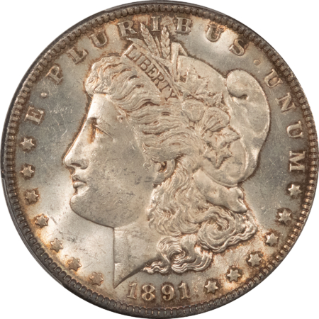 Dollars 1891 $1 MORGAN DOLLAR, VAM-2 – PCGS MS-62, DOUBLED EAR!