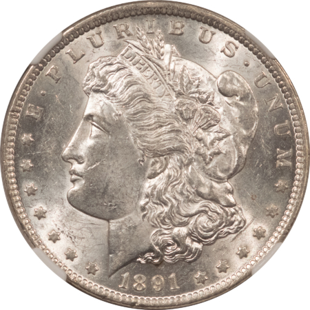 Morgan Dollars 1891-CC VAM-3 $1 MORGAN DOLLAR, TOP-100 – NGC MS-60, BLAST WHITE, CARSON CITY!