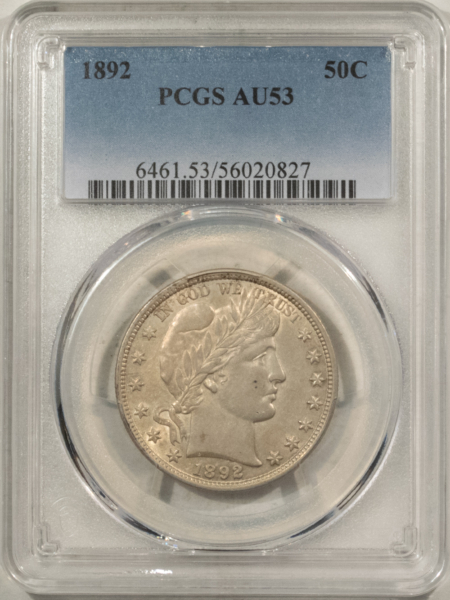 Barber Halves 1892 BARBER HALF DOLLAR – PCGS AU-53