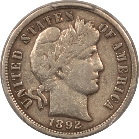 Barber Dimes 1892-S BARBER DIME – PCGS GENUINE, CLEANED-VF DETAIL, TOUGH DATE!