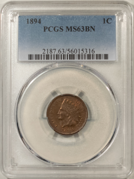 Indian 1894 INDIAN CENT – PCGS MS-63 BN, PREMIUM QUALITY!