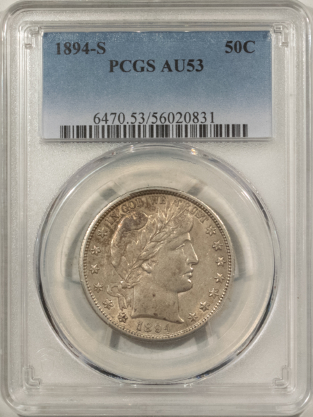 Barber Halves 1894-S BARBER HALF DOLLAR – PCGS AU-53, WAS ANACS AU-55!