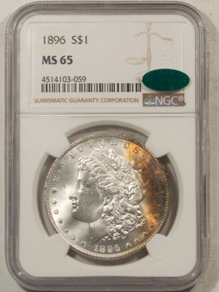 CAC Approved Coins 1896 $1 MORGAN DOLLAR – NGC MS-65, GORGEOUS, PREMIUM QUALITY & CAC APPROVED!