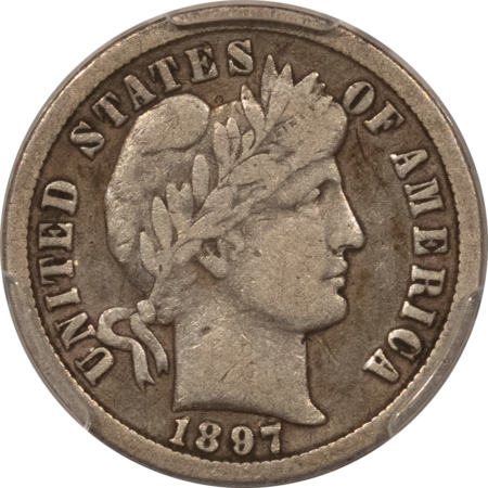 Barber Dimes 1897-O BARBER DIME – PCGS F-15, KEY!