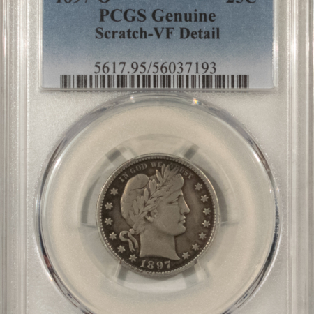 Barber Quarters 1897-O BARBER QUARTER – PCGS VF DETAILS, SCRATCH, TOUGH DATE, STRONG DETAIL!