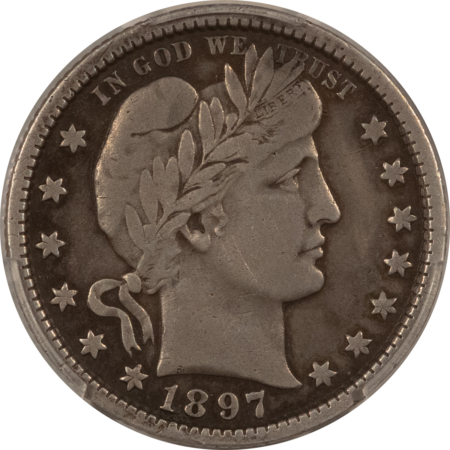 Barber Quarters 1897-O BARBER QUARTER – PCGS VF DETAILS, SCRATCH, TOUGH DATE, STRONG DETAIL!