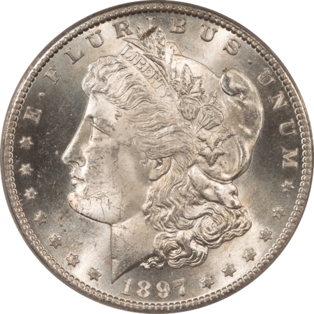 Morgan Dollars 1897-S $1 MORGAN DOLLAR – PCGS MS-64, OLD GREEN HOLDER, FRESH & PREMIUM QUALITY!