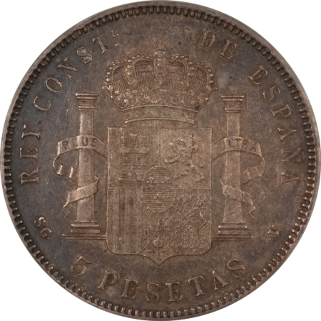New Store Items 1898 SPAIN SILVER 5 PESETAS, ALFONSO XIII, KM# 707 – ICG AU-55