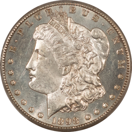 Dollars 1898-S $1 MORGAN DOLLAR – PCGS MS-63 PL, CHOICE, STRONG MIRRORS, TOUGH PROOFLIKE